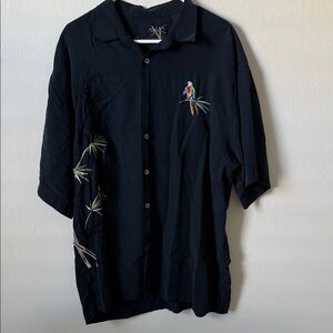 Stylish Black Parrot Embroidered Casual Shirt